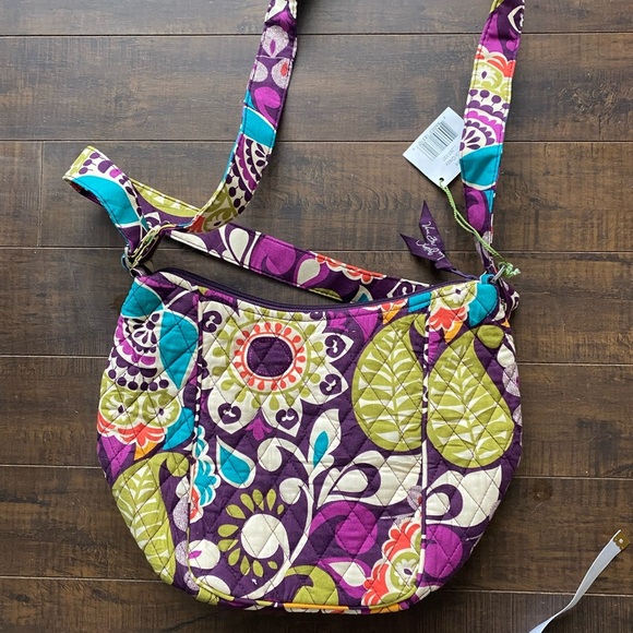 Vera Bradley Clare Crossbody Quilted Cotton plum floral crazy purse - Picture 9 of 13